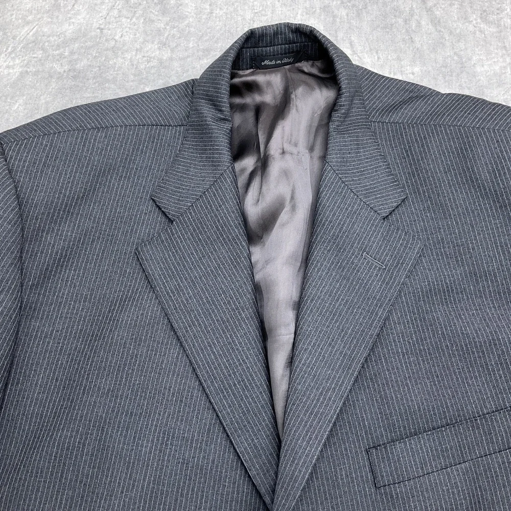 Gianni Manzoni Blazer Mens 48R Charcoal Gray Pinstripe Executive Italy Luxury